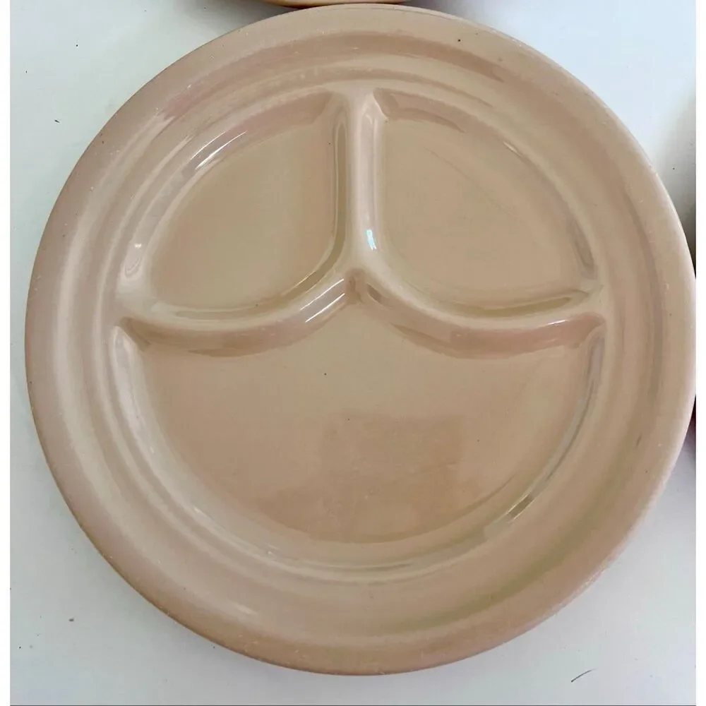 Set of 5 Vintage Homer Laughlin China Restaurant Ware Divided Plate Tan 9 3/4